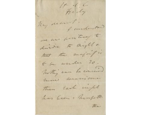 On the marriage of the Duke of Wellington

DISRAELI BENJAMIN: (1804-1881) British Prime Minister 1868, 1874-80. A good A.L.S.