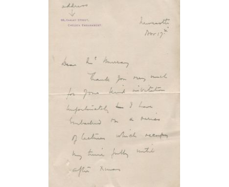 SCOTT ROBERT FALCON: (1868-1912) British Royal Navy Officer & Antarctic Explorer. A.L.S., R F Scott, two pages, 8vo, Newcastl