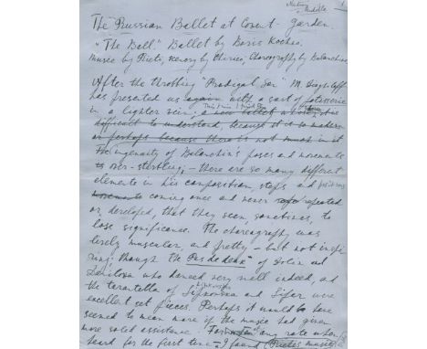 LOPOKOVA LYDIA: (1892-1981) Russian Ballerina, wife of the economist John Maynard Keynes. An interesting autograph M.S., Lydi