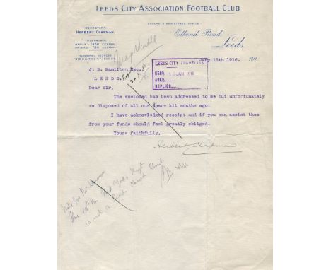 CHAPMAN HERBERT: (1878-1934) English Football Manager, famous for his association with Arsenal F.C. from 1925-34. Scarce T.L.