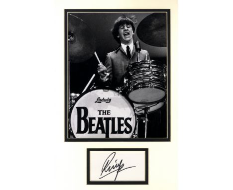 STARR RINGO: (1940-   ) English Musician, Drummer with The Beatles. Bold black ink signature ('Ringo') on a white card, matte