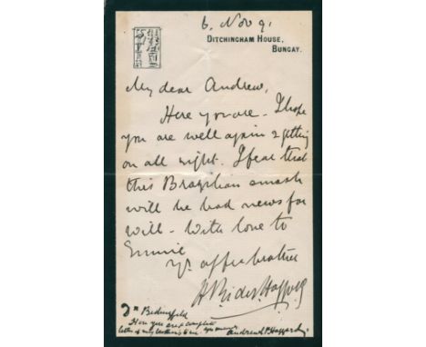 'I fear that this Brazilian smash will be bad news for Will'

HAGGARD H. RIDER: (1856-1925) English Writer of Adventure Novel