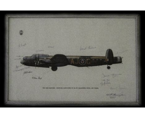 DAMBUSTERS THE: A colour 20 x 14 Limited Edition print of an Avro Lancaster aircraft of 617 Squadron (ED932 AJ-G, being the b