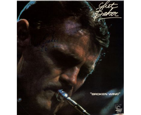 BAKER CHET: (1922-1988) American Jazz Trumpeter. Signed album record sleeve for Broken Wing (1978), signed by Baker in blue i