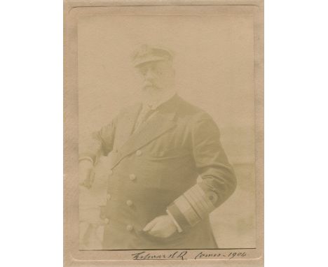 EDWARD VII: (1841-1910) King of the United Kingdom 1901-10. Vintage signed sepia 8 x 10.5 photograph, the image depicting the