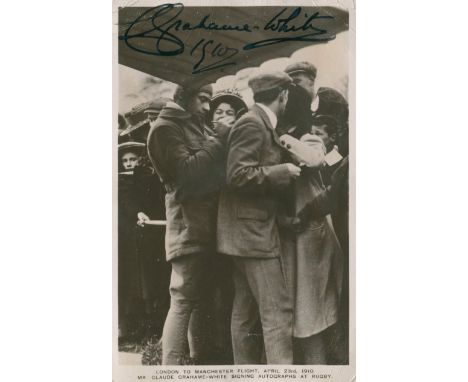 GRAHAME-WHITE CLAUDE: (1879-1959) English Pioneer Aviator. Vintage signed postcard photograph of the aviator standing outdoor