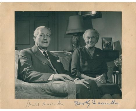 MACMILLAN HAROLD: (1894-1986) British Prime Minister 1957-63. Vintage signed 7 x 5.5 photograph by both Harold Macmillan and 