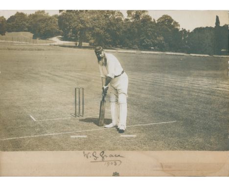 GRACE W. G.: (1848-1915) English Cricketer. A very fine signed sepia 11 x 8 photograph depicting the bearded cricketer, in hi