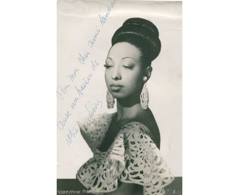 BAKER JOSEPHINE: (1906-1975) African-American Dancer and Singer. Vintage signed and inscribed 7.5 x 10 photograph of Baker in