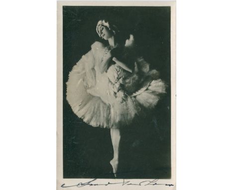PAVLOVA ANNA: (1881-1931) Russian Ballet Dancer. Vintage signed postcard photograph of Pavlova standing in a full length pose