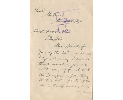 ELGAR EDWARD: (1857-1934) English Composer. A.L.S., Edward Elgar, three pages, 8vo, Forli, Malvern, 21st March 1895, to Messr