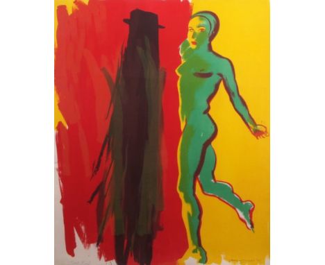 •AR Allen Jones (born 1937), Female figure, coloured lithograph, signed, dated 85 and inscribed "trial proof" in pencil to lo