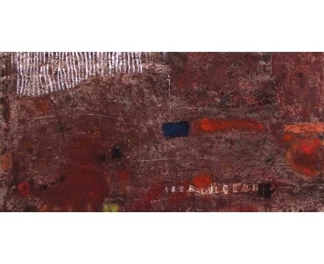•AR Robin Welch (1936-2019), "Caterpillar dreaming II", (from Australian Abstract Landscape Series), mixed media on board, si