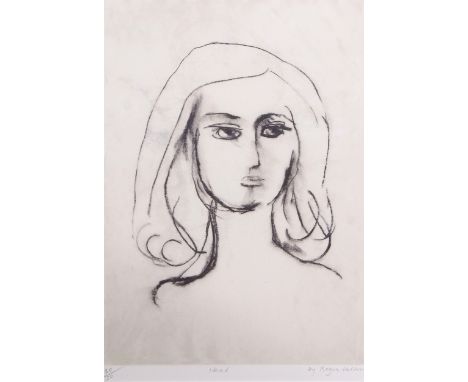 AR Roger Hilton, CBE (1911-1975), "Head (portrait of Jill Neville)", black and white print, signed, numbered 20/50 and inscri