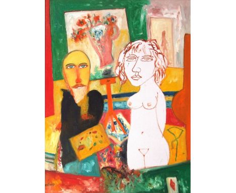 •AR John Bellany, CBE, RA (1942-2013), Self portrait with nude, 1994, oil on canvas, signed lower left, 120 x 90cm. Provenanc