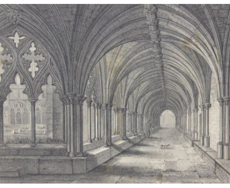 SUE LEWINGTON  'Prayer Rug', limited edition print. 36/200, 19 x 15cm; an early 19th century print of The Cloisters at Norwic
