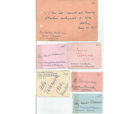 Russian and Asia Ambassadors signed collection. Six signed 1960s album pages including two Prince Ambassdors to Thailand, Bri