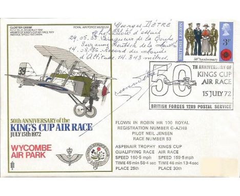 Highest Flight Pilot Georges Detre signed cover. The highest that anyone has flown without a pressure suit goes to the French