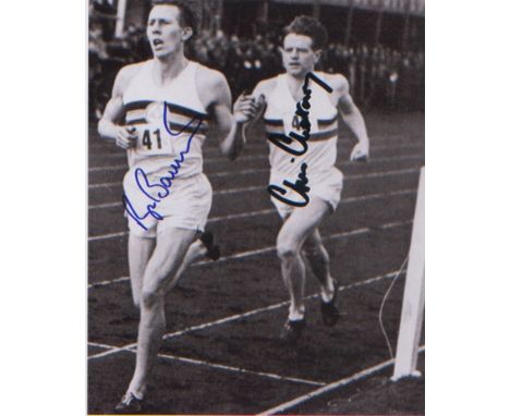 Four Minute Mile Double signed 10x8 picture of Roger Bannister and Chris Chattaway, during the first sub-four minute mile rac