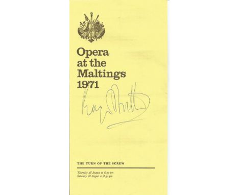 Benjamin Britten signed The Turn of the Screw programme from 1971. Good Condition. All signed items come with our certificate