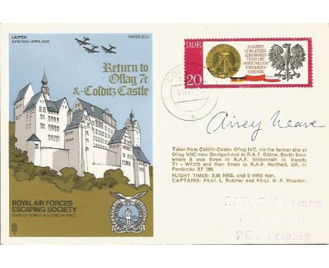 First Escaper Colditz Castle Escaping Series cover RAFESSC1 signed by WW2 former inmate Airey Neave. Good Condition. All sign