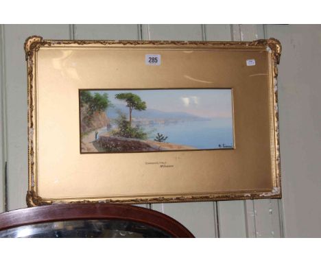 M. Gianni, Sorrento, Italy, watercolour, signed lower right, 13cm by 31.5cm, in gilt glazed frame