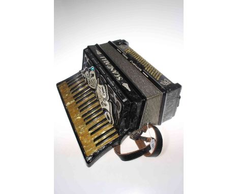 Scandalli Butterfly Model mother of pearl accordion, 54cm by 42cm by 20cm, Pat No. 452065