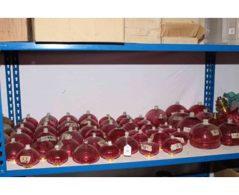 Large selection of ruby glass oil lamp reservoirs