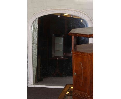 Victorian arched top overmantel mirror in painted frame