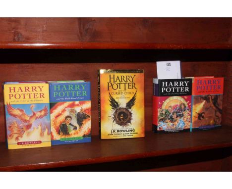 Five first edition Harry Potter books