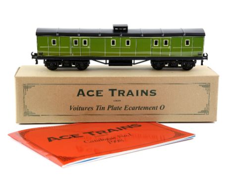 Ace trains, A vintage O gauge tinplate Speed Post coach, boxed as new and a 1998 Catalogue     