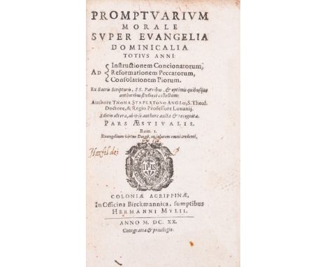 Stapleton (Thomas) Promptuarium Morale Super Evangelia Dominicalia Totius Anni..., part 2 only (of 2, lacking 'Pars Hyemalis'