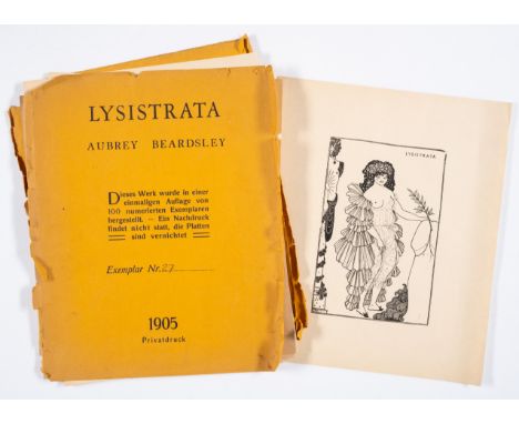 Beardsley (Aubrey) Lysistrata, one of 100 numbered copies, 8 loose plates, ?one a Beardsley forgery, original yellow paper po