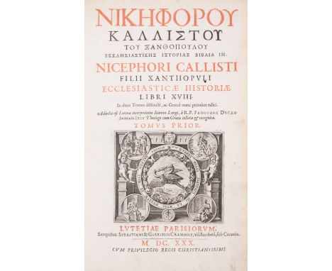 Nicephorus Callistus Xanthopulus. Ecclesiastic&aelig; Histori&aelig; Libri XVIII, edited by Johann Lange &amp; Fronton Du Duc