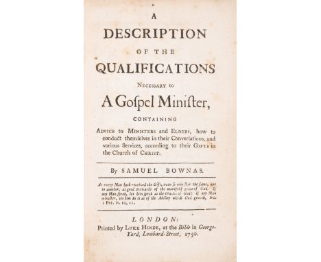 Quakers & Shakers.- Bownas (Samuel) A Description of the Qualifications necessary to a Gospel Minister, first edition, Joseph