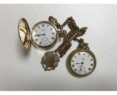 A Smiths Empire pocket watch, Dennison pocket watch on chain and fob 