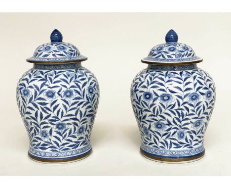GINGER JARS, a pair, Chinese blue and white ceramic with lids by Maitland Smith, 28cm H. (2) 