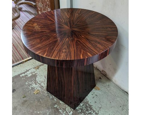 LAMP TABLE, 61cm W x 61cm H, Art Deco style macassar ebony with circular top. 