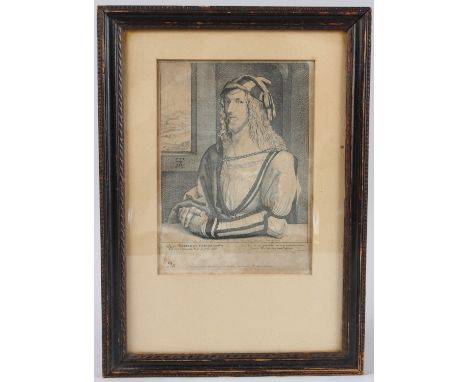 WENCESLAUS HOLLAR AFTER ALBRECHT DURER 'Durer The Young' copper engraving 22.5cm x 16.5cm plate