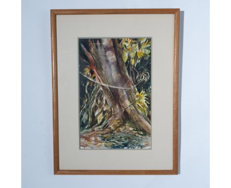A lovely original watercolor on paper titled Rain Forest by renowned Florida artist Rosamond Parrish. As one of the founding 