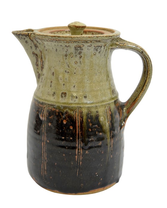 Richard Batterham, a studio pottery coffee jug, with lid, glazed ...