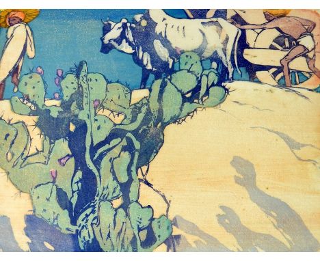 Mabel Royds (1874-1941), Prickly Pears (M.B. 23), coloured woodblock print, signed and titled, 22cm x 30cm, unframed
