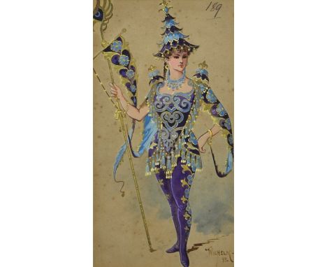 William John Charles Pitcher (1858-1925), costume design for a character in Aladdin, from the 1885 Drury Lane production, ink