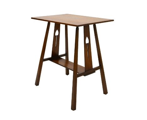 E A Taylor for Wylie and Lochhead (attributed), a Glasgow School, Arts and Crafts oak table, the plain top on tapered and ang