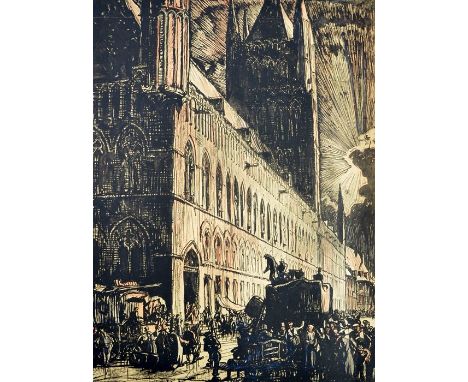 Sir Frank Brangwyn RA (1867-1956), The Cloth Hall, Ypres (D. 1253), lithograph from the Brangwyn Portfolio 1927, number 12, p