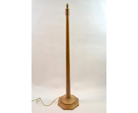 Robert Thompson of Kilburn, Mouseman oak standard lamp with a octagonal tapered column and base, 138cm high