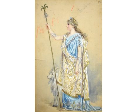 William John Charles Pitcher (1858-1925), costume design for a Drury Lane theatre production, classical character with goat, 