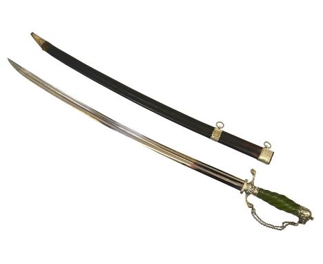 An English silver mounted hunting sword and leather scabbard by John Radburn, retailed By Loxhams, Royal Exchange, silver cro