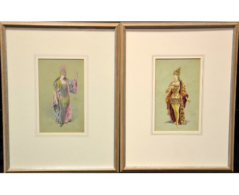 William John Charles Pitcher (1858-1925), two costume designs for characters in 40 Thieves, Scene V, the Cave Scene, at Theat