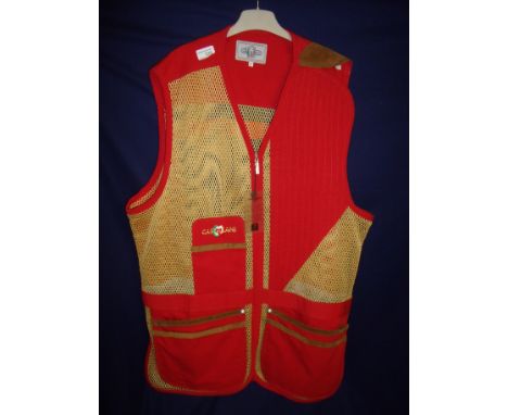 Brand new ex shop stock Castellani red & gold shooting vest L.H size 66